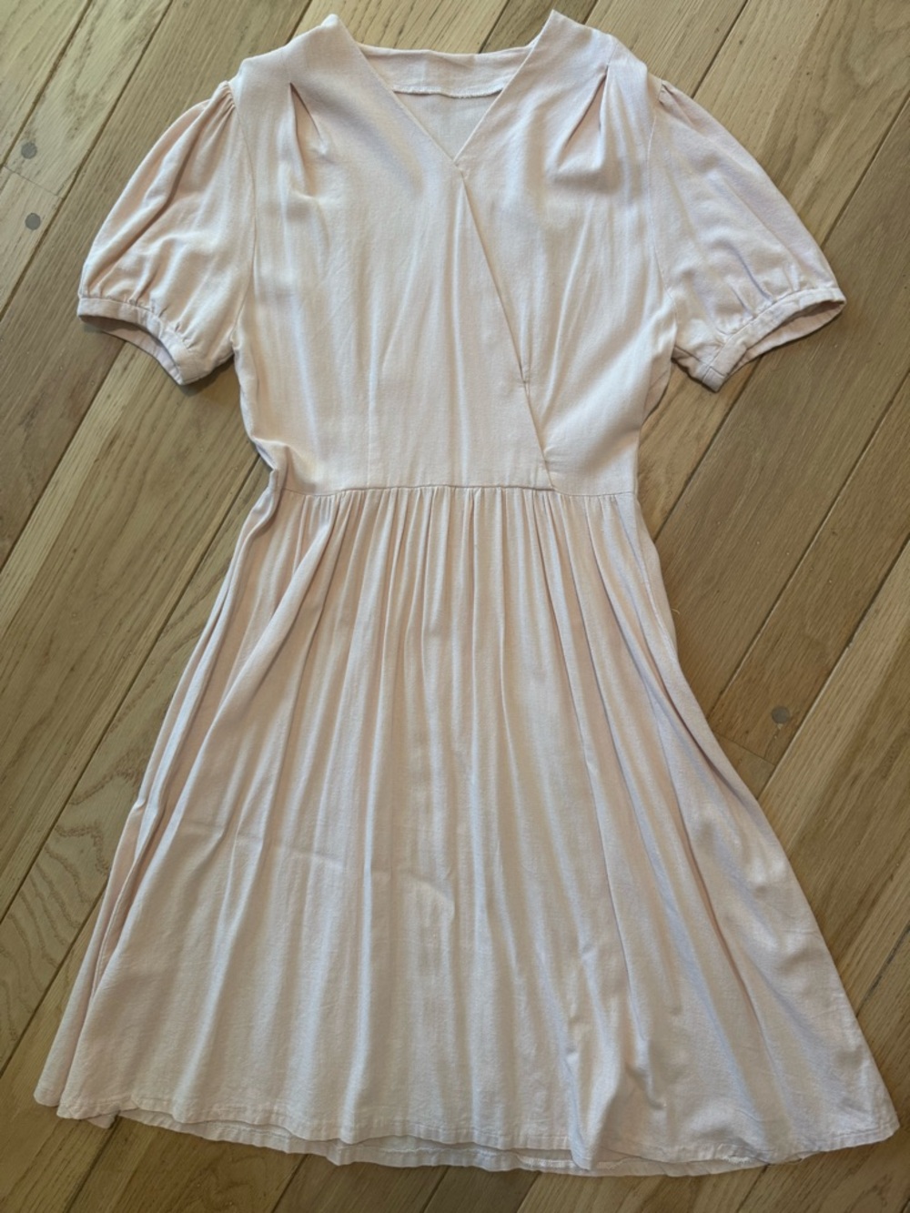 Handmade light pink linen dress